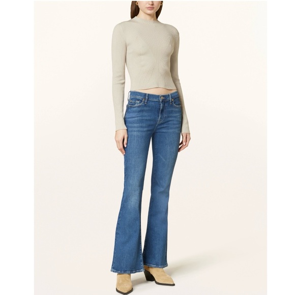 7 For All Mankind High Rise Ali Flare Leg Jeans Size 28 In Tribecca Light NWT - Picture 1 of 12